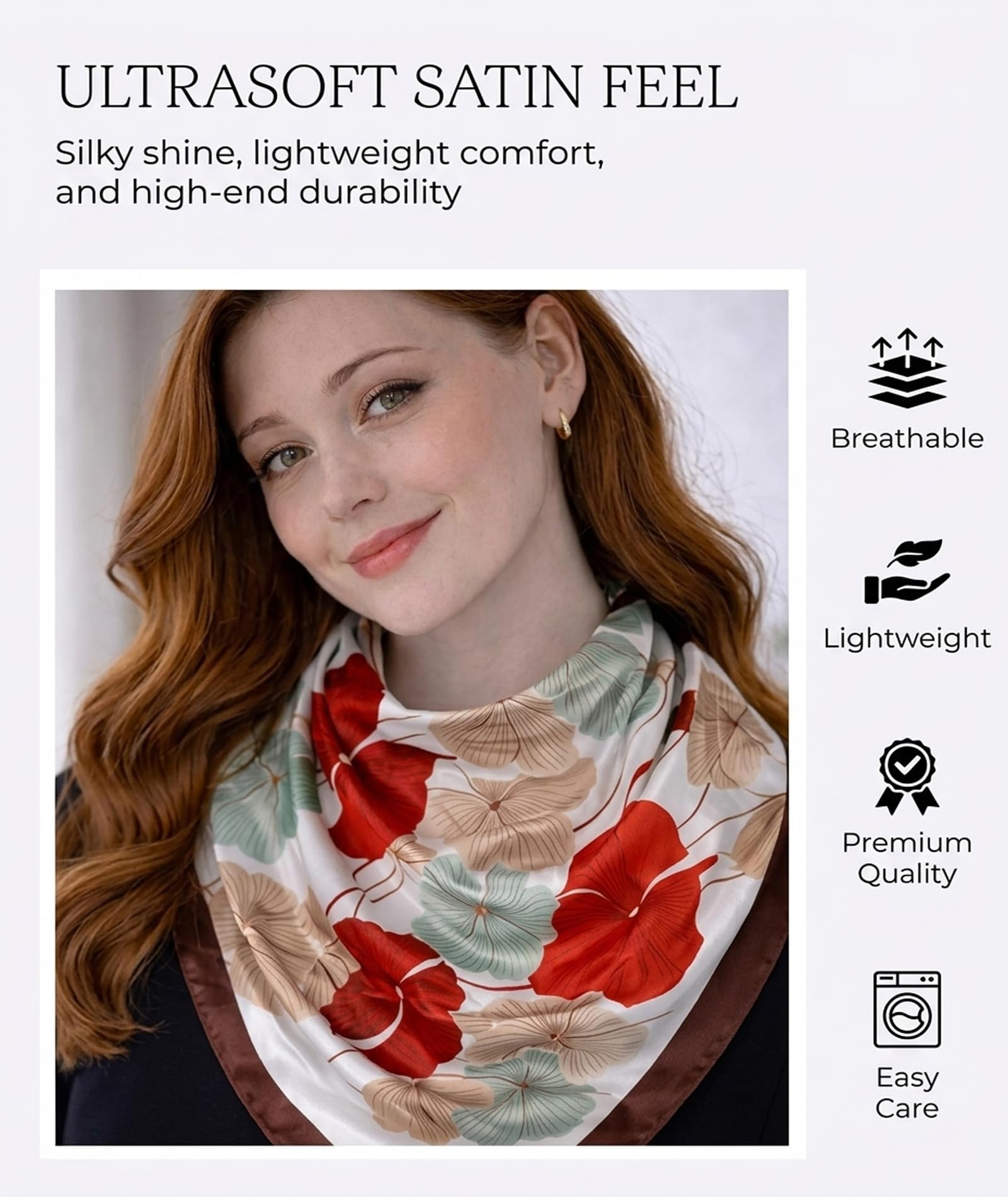 ELESUNCDOU 2Packs Silk Like Head Scarf for Women, Elegant Silk Scarf, Beautiful Bandanas for women, Fashion Accessory for Office, Travel, and Special Occasions