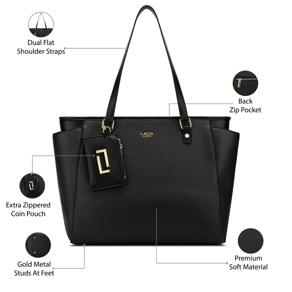Lavie Luxe Women's Addie Large Laptop Tote Handbag | Fits Upto 15 Inch Laptop | Laptop Bag for Work | Ladies purse | Stylish Shoulder Bag | Gift For Women