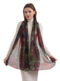 EH 100% Pure Mulberry Silk Scarf for Women, head scarf, neck scarf, hair scarf, digital printed long (22 X 72) (MC 9)