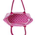 AQVA Cotton Canvas Tote Bag for Women with Side Pockets| Trendy Stylish Multipurpose Handbag with Zipper | Shoulder Bag for Shopping, Travel and Work | Bali, Hot Pink