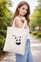 THE PEARLS STUDIO Canvas Tote Bag for Women & Girls | Reusable Shopping Bag | (CUTE PANDA)