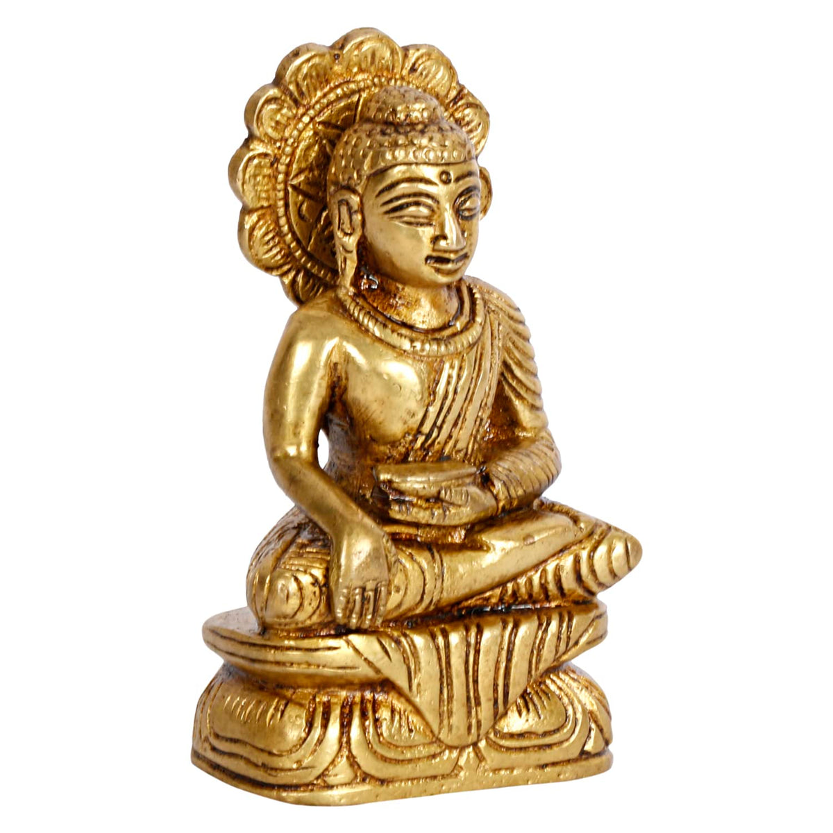 ARTVARKO Brass Buddha Statue Small Buddhism Religious Showpiece Figurine Gift Idol 3.5 Inch