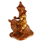 ARTVARKO Big Brass Ganesha Bhagwan Seated on Rat Idol Ganesha Mooshak Statue Ganpati Murti for Home Entrance Decor Luck Gift (Brown & Gold Finish14 Inches)