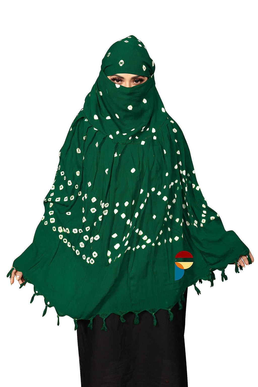 PRACHARAN Women Cotton Stylish Hand Printed Scarf, Anti Pollution Full face Scarf With UV Sun Rays Protection Scarves for Women and Girls (Green)