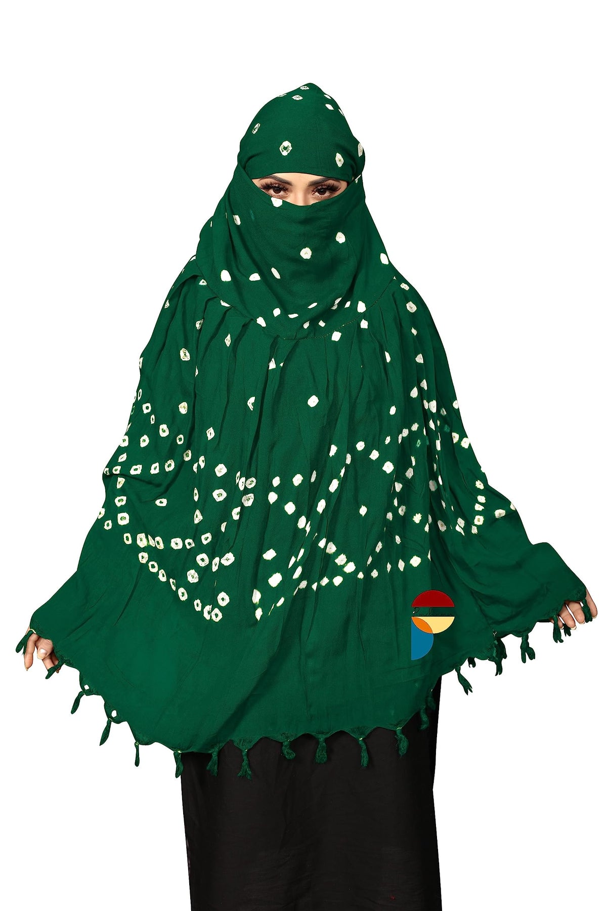 PRACHARAN Women Cotton Stylish Hand Printed Scarf, Anti Pollution Full face Scarf With UV Sun Rays Protection Scarves for Women and Girls (Green)