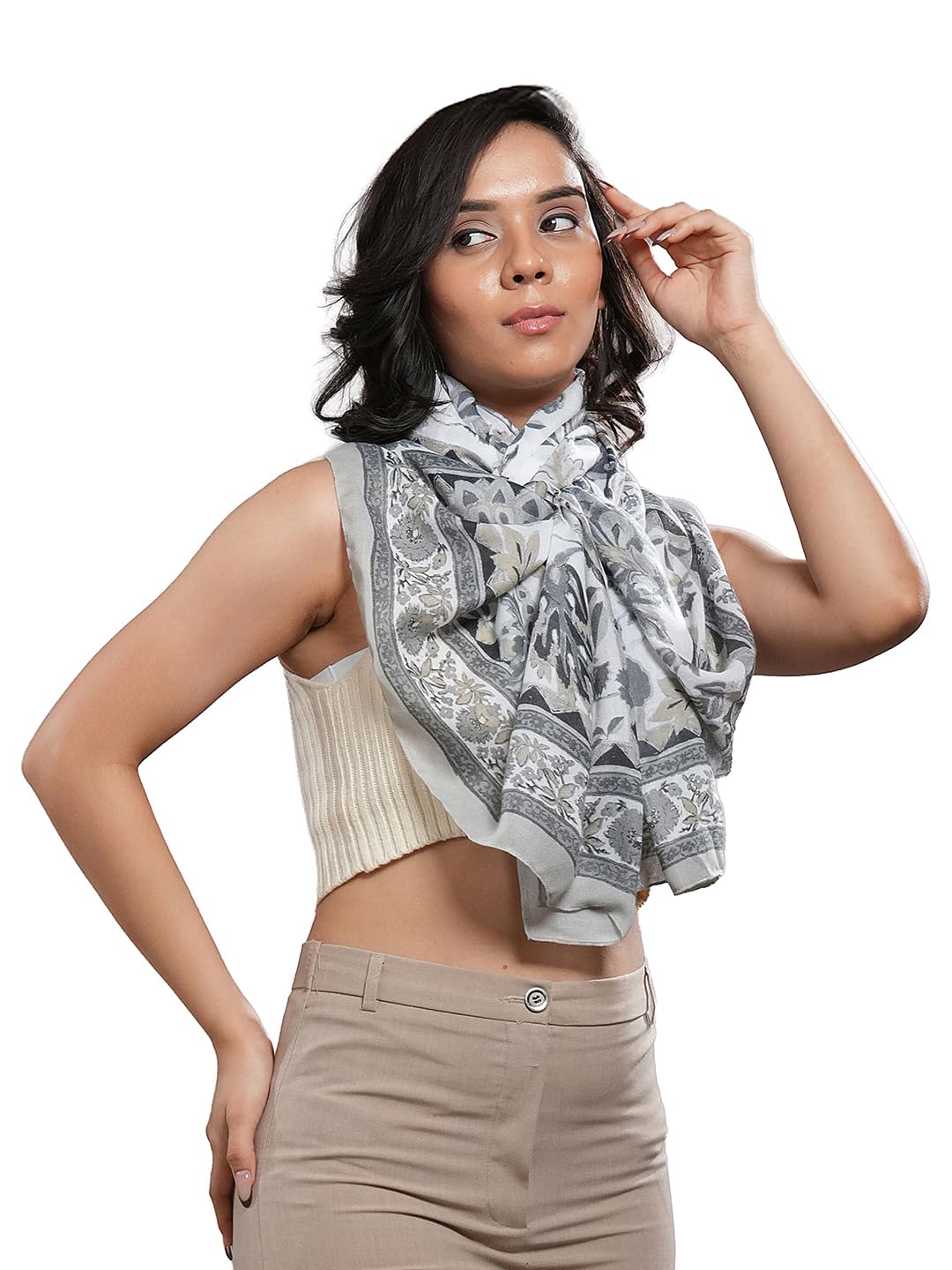 CrossKulture Viscose Scarf for Women | Lightweight & Long | Stole with Stylish Design | Neck, Hair & Head Scarf for Women & Girls | All Season Accessory (Floral18)