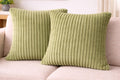 AWARD VELVETS Premium Faux Rabbit Fur Plush Luxury Soft Fluffy Striped Decorative Throw Pillow/Cushion Covers for Sofa, Couch, Living Room - (Olive Green, 24 x 24 inch) Set of 2