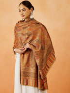 Pashmoda Women Gulnaz Kaani Wool Blend Kashmiri Shawl, Stole, Scarf, Luxury Pashmina Evening Wrap (Size: 101 X 203 CM)