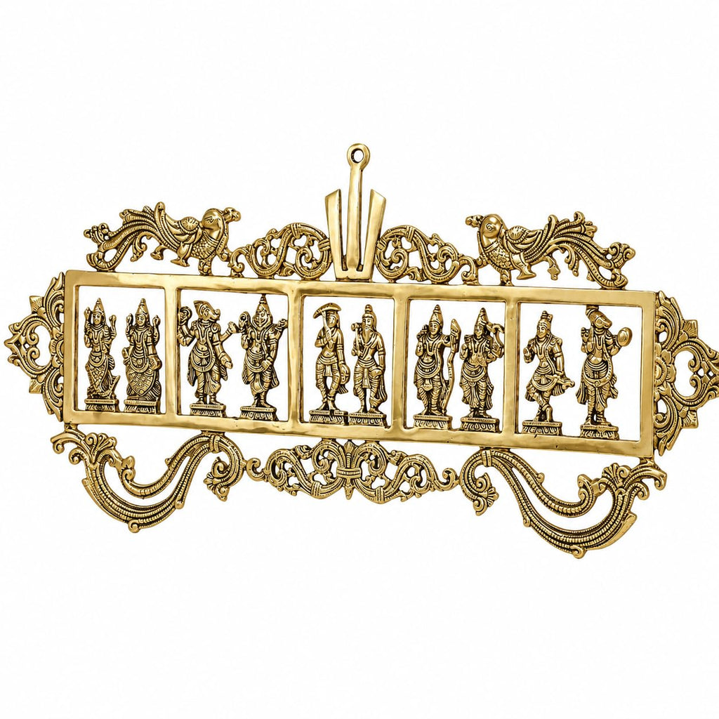 ARTVARKO Brass Dashavatara Dasavatharam of Lord Vishnu Shanku Chakra Statues Ten Incarnations Avatars Wall Hangings Idol Murti Home Puja Temple Gifts 27 Inch