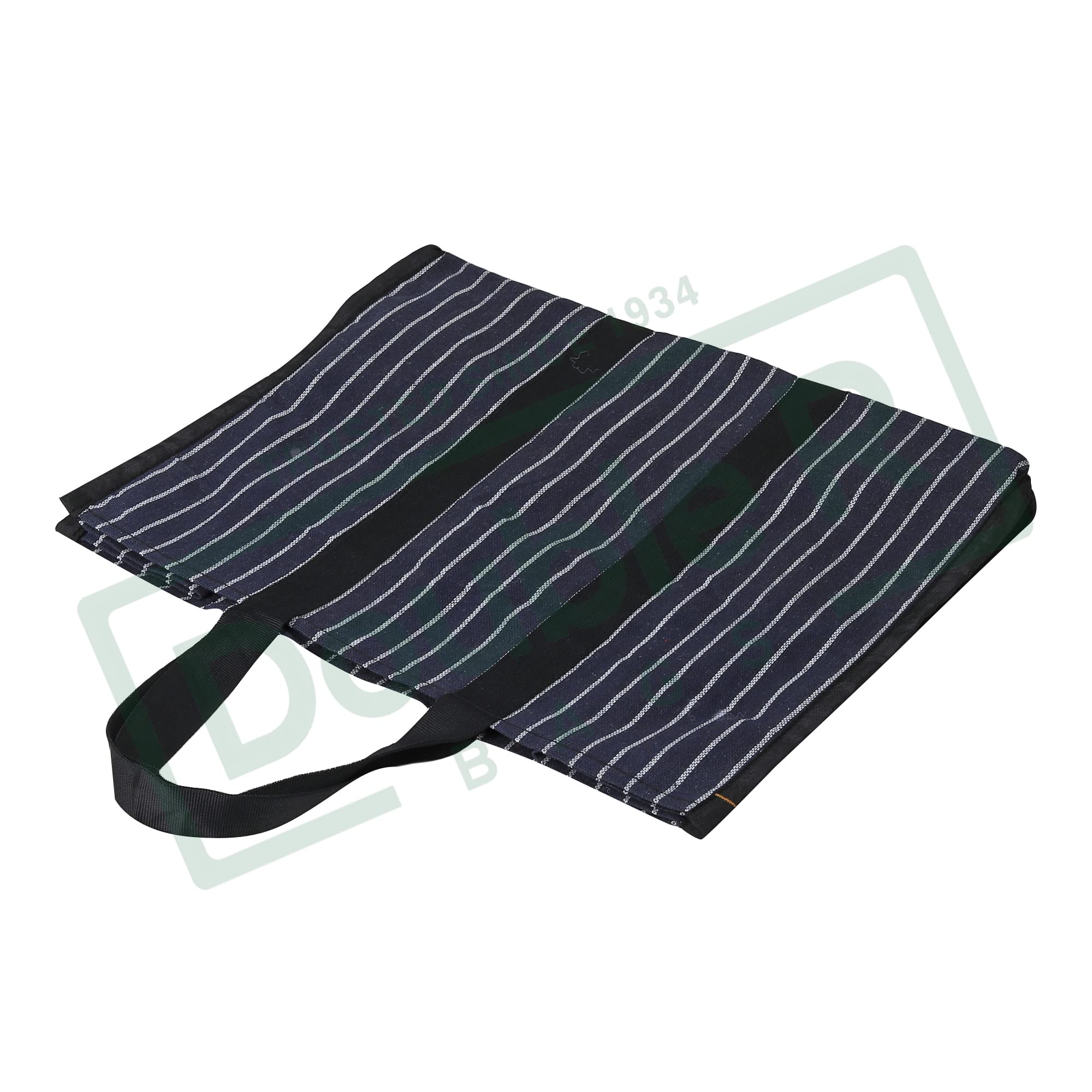 DOUBLE R BAGS Big Eco Cotton Canvas Shopping Bags for Carry Milk Grocery fruits Vegetable with Reinforced Handles jhola Bag - Kitchen Essential (17x8.5x14-inches) (Navy, Pack of 2)