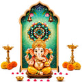 Ganpati Decoration Setup for Home, Premium MDF Ganesh Chaturthi Backdrop Stand, 1 Panel Traditional Mandap Decor for Pooja, Aarti, Festival & Housewarming, Suitable for up to 12 Inches Ganpati.