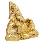 SVARUP Brass Resting Ganesha Idol Ganesh Ganpati Murti Religious Statue for Good Luck & Success Gift Height 4.5 Inch.