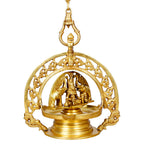 Artvarko Brass Gajlaxmi Elephant Diya Chain Wall Hanging Idol for Pooja Oil Deepam for Home Decor Puja Decorative Deepak Temple Gift Decor 33 Inch
