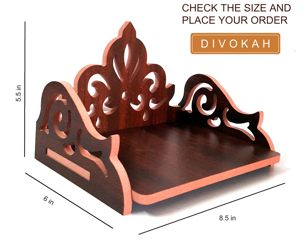 DIVOKAH® Plywood Small Wooden Temple for Home Office and Shop/sinhasan/Pooja Stand/Hindola (8.5 in * 6 in * 5.5 in) (8 MM Plywood Thickness) BR_SINHASAN