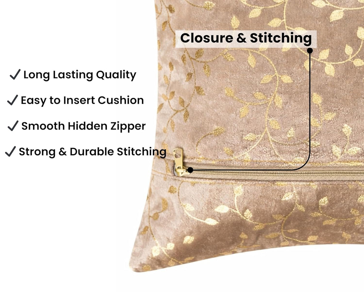 RD TREND Velvet Cushion Covers, 60 x 60 cm/24 x 24 inches,Pack of 5,250 TC, Back Zipper (Brown)
