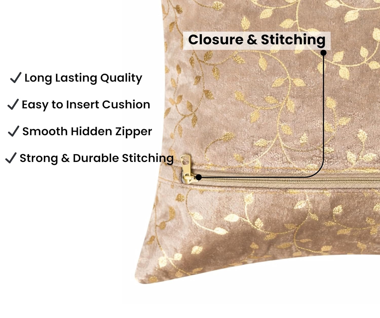 RD TREND Velvet Cushion Covers, 60 x 60 cm/24 x 24 inches,Pack of 2,250 TC, Back Zipper (Brown)