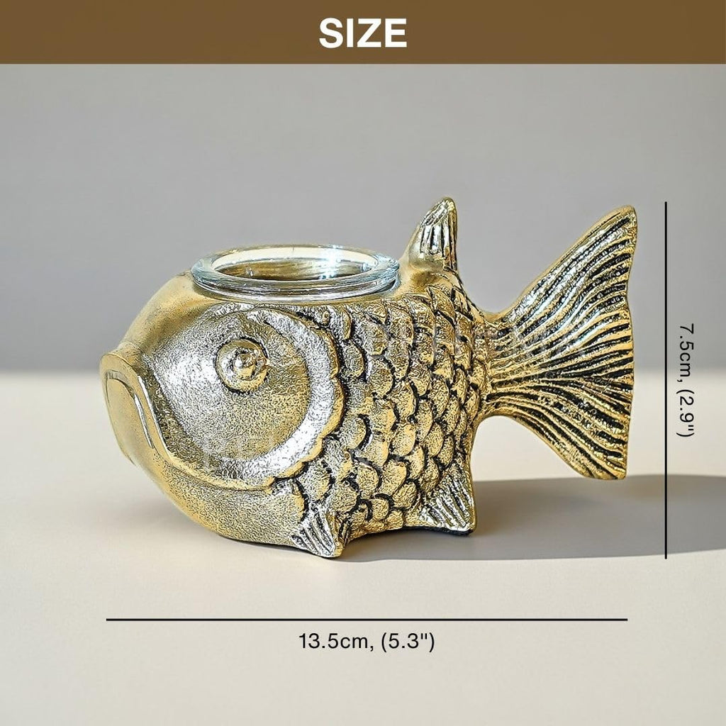 BEHOMA Metal Fish Figurine for Good Luck, Gold, 13.5cm