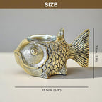 BEHOMA Metal Fish Figurine for Good Luck, Gold, 13.5cm