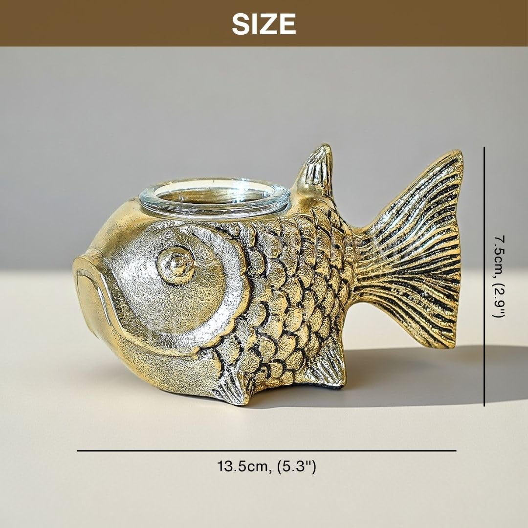 BEHOMA Metal Fish Figurine for Good Luck, Gold, 13.5cm
