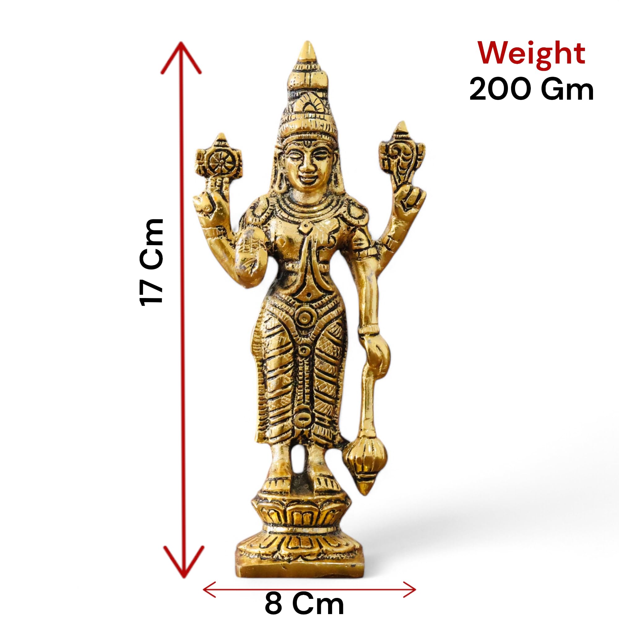 KridayKraft Lord Venkateswara Swami Tirupati Balaji Vishnu JI Murti Idol Holding Club Statue Showpiece Ideal for Pooja Room Mandir Temple and Home Decor Items (Pack of 1)