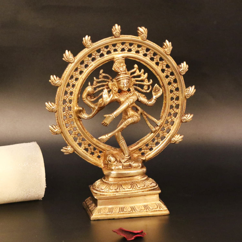 ARTVARKO Brass Antique Shiva Natraj Nataraja Statue Natraja Religious Nataraj Dancing Showpiece Idol Home Temple Pooja Gifts Décor 9.5 Inch