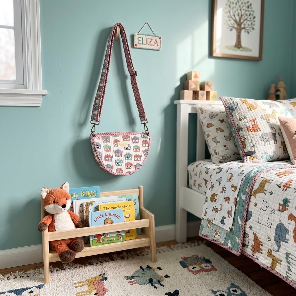 LOOMARTE Cotton Tote Bag for Women with Shoulder Strap - Kids Owl