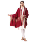 BRAVEZI Women's Woolen Solid Self Design Border Shawl (Maroon)