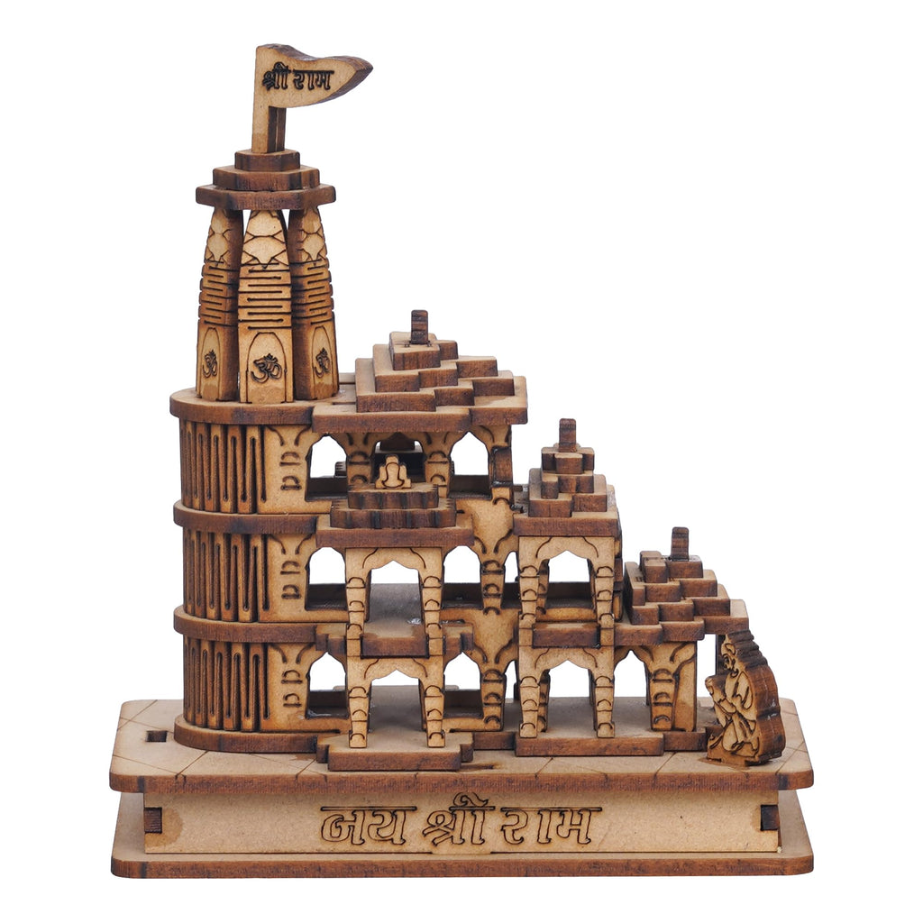 Webelkart Premium Ram Mandir Ayodhya Wooden Temple Beautiful Plywood Mandir Pooja Room Home Decor Office/Home Temple (Size-5)