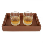 V-CUBE DESIGNS Premium Vegan Leather Rectangular Tray for Serving – 12 X 8 Inch - Stylish & Modern Decorative Serving Trays for Kitchen, Dining Room, Coffee Tea Table & Home Décor – MDF Core (Tan