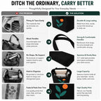 Craftwood Black Canvas Tote Bag, Casual Shoulder Bag for Daily Use, Large Canvas Tote Bag for Women, Tote Handbags for Women with Zipper & Inner Pocket for College, Shopping, Office (Black Leaf)