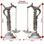 Parrot Design Metal Hanging with Chain Diya Pair of Parrot Design
