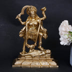 ARTVARKO Brass Maa Kali Statue Murti with Shiva Idol Temple Puja Sculpture Showpiece 7.5 Inch