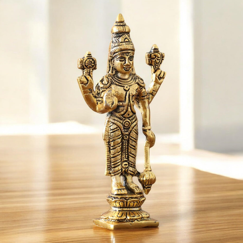 KridayKraft Lord Venkateswara Swami Tirupati Balaji Vishnu JI Murti Idol Holding Club Statue Showpiece Ideal for Pooja Room Mandir Temple and Home Decor Items (Pack of 1)
