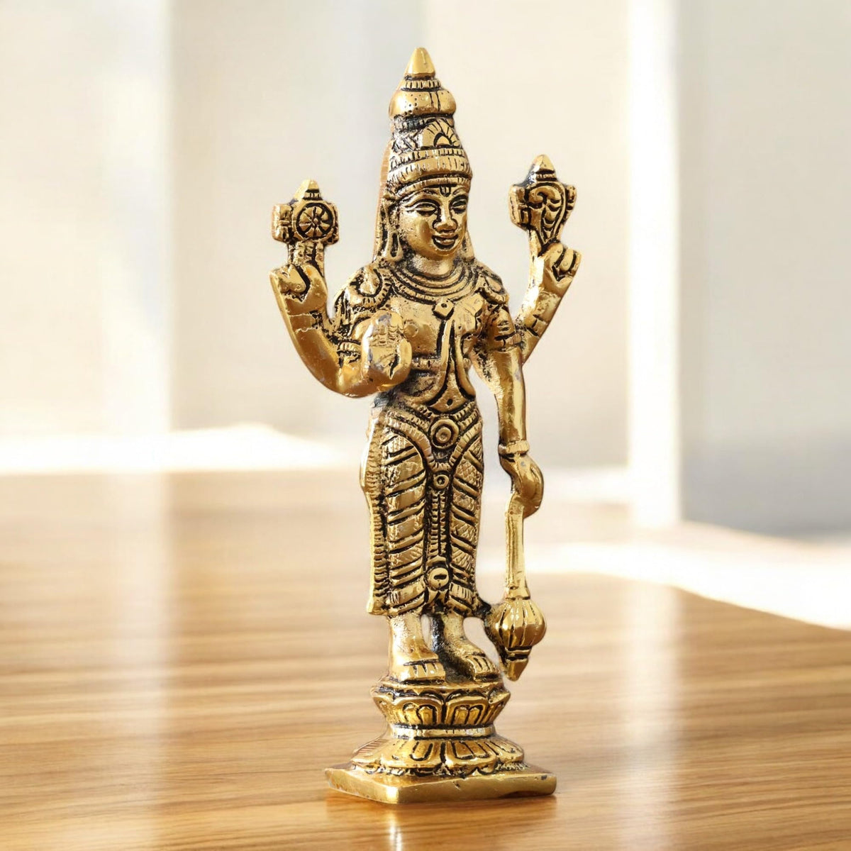 KridayKraft Lord Venkateswara Swami Tirupati Balaji Vishnu JI Murti Idol Holding Club Statue Showpiece Ideal for Pooja Room Mandir Temple and Home Decor Items (Pack of 1)