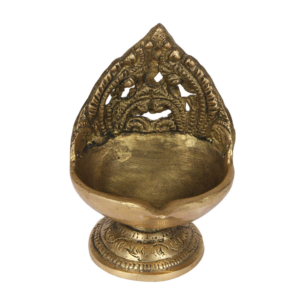 Svarup 4 Inch Handmade Brass Oil Diya with Stand: Perfect for Diwali, Home Entrance Decor, and Pooja. Great as a Gift