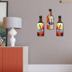 Artvibes Abstract Art Dancing Girl Decor Bottle shaped Wooden Wall Hanging | Modern Wall Art Paintings | Wall Illustrations | Wall Accents | Door Hanging Art Items | Gift Items (WH_9505N), Set of 3