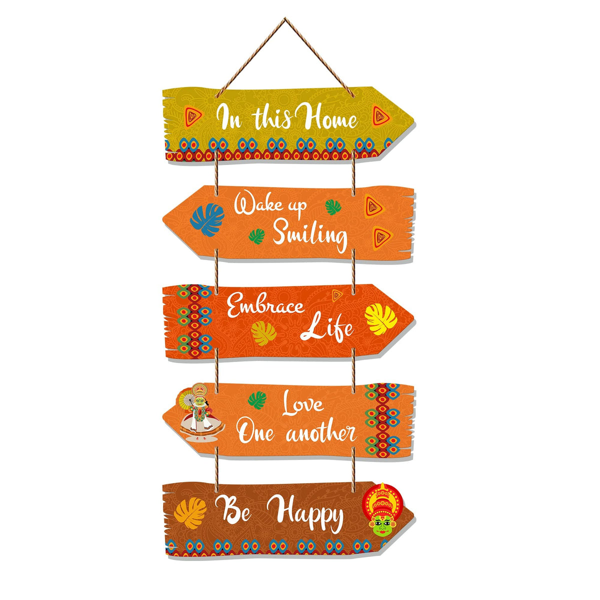 Artvibes Home Quotes Decorative Wall Art Mdf Wooden Hanger For Living Room | Bedroom | Gifts | Hangings For Home Decoration | Modern Decor Items | Artworks (Wh_7310N), Set Of 5
