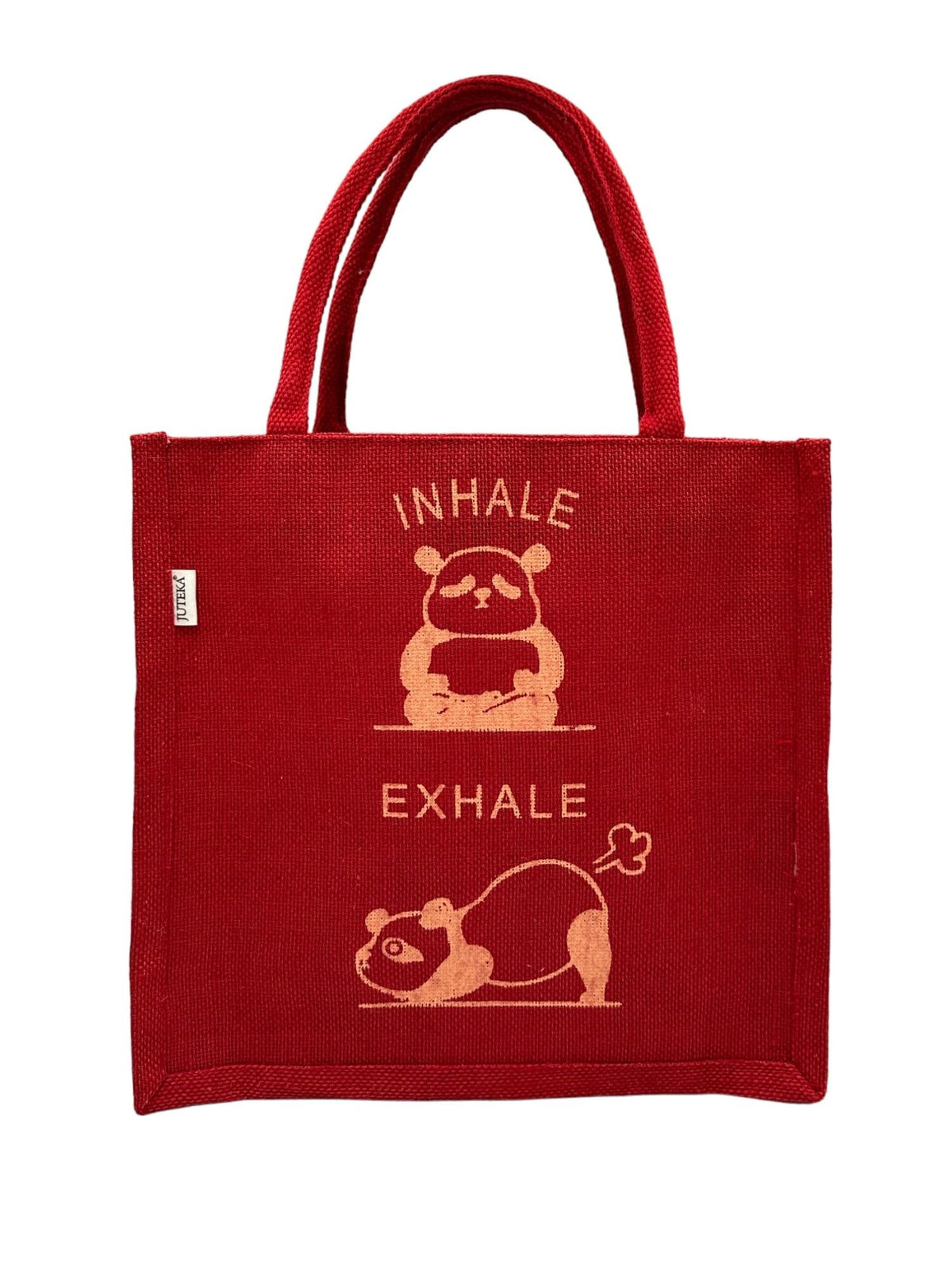 JUTEKA Printed Eco Friendly Jute Bag with Zipper Closure and Premium Cotton Handles for Lunch, Grocery, Tiffin, Office, Shopping