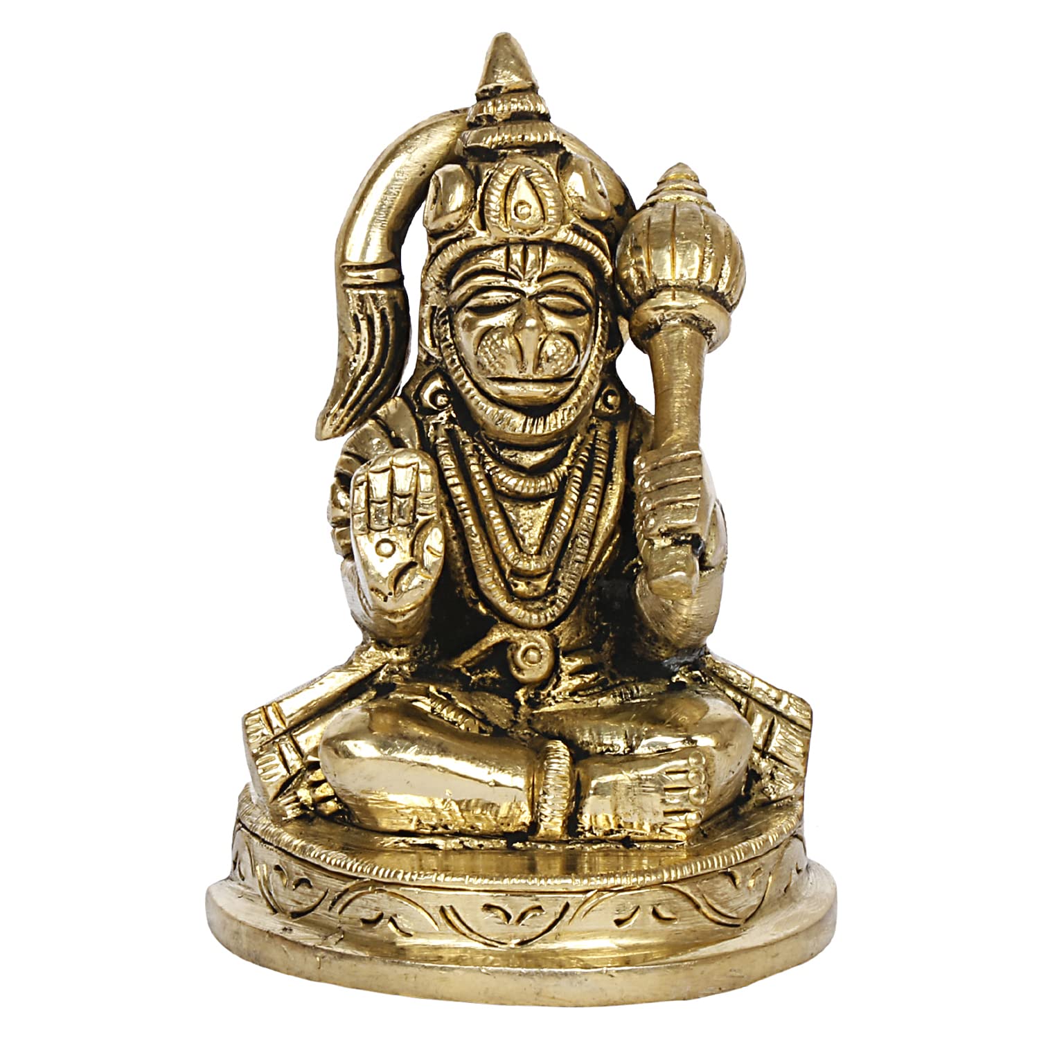ARTVARKO Brass Bajrangbali Murti Hanuman Ji Idol Statue Home Office Temple Puja 3.25 Inch