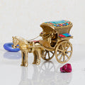 ARTVARKO Horse Cart Replica Brass Gemstone Handwork for Study Table Vastu Decor Fengshui Ashav Idol Murti Tanga Showpiece Statue 5.5 Inch