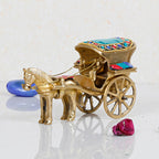 ARTVARKO Horse Cart Replica Brass Gemstone Handwork for Study Table Vastu Decor Fengshui Ashav Idol Murti Tanga Showpiece Statue 5.5 Inch
