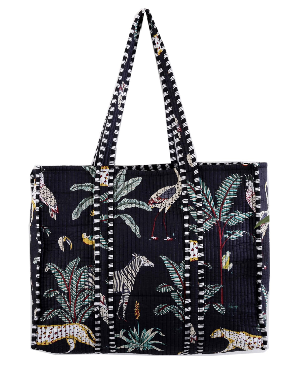 Ravaiyaa - Attitude is everything Women & Man Beautiful Printed Cotton Grocery Shopping Bag | Shoulder Bag | Cotton Tote Bag | Travel Tote Bags 18x5.5x16 Inch (Black Forest)
