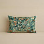 STITCHNEST Ethnic Satin Cushion Covers Twin Peacock with Floral Pattern, 12x18 Inch, Pack of 2 for Traditional Home Decor, Sofa Styling & Gifting
