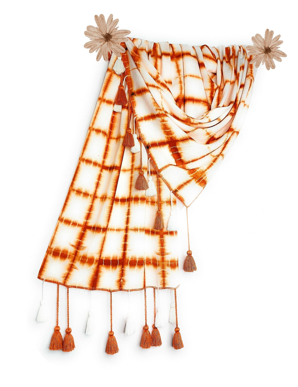 Chandwasia Traditional Shibori Pattern Scarf, scarves, Viscose Fabric stole & Shawl Design for Men & Women Summer & Winters Classy Look (Design 17)