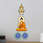 Artvibes Buddha Blessing Wall Hanging with Hamsa Hand & Evil Eye Accents | Decorative Spiritual Hanging for Home Protection | Wooden Decor for Entrance | Positive Energy Wall Art (WH_85102N)