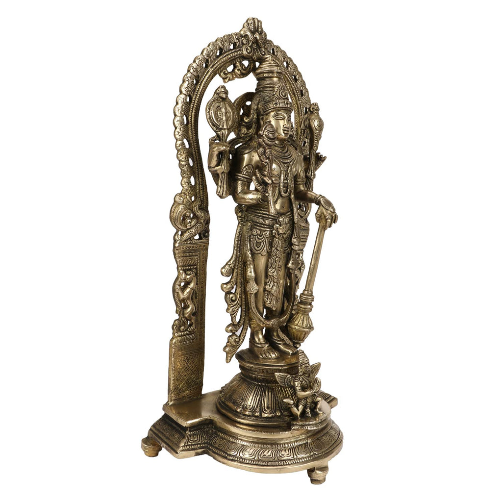 ARTVARKO Large Brass Vishnu Lord Bhagwan Vishnu Holding Club Brass Statue Handmade for Home Decor Idol for Mandir Puja for Gift 16 Inch Height