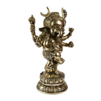 Artvarko 15 Inch Big Brass Dancing Ganesha Idol Six Arms Moon on Ganesha Head Puja Sculpture Home Office Gifts Decor