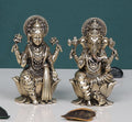 ARTVARKO Fine Brass Laxmi Ganesha Idol Lakshmi Ganesh Murti Statue Pooja Gift and Home Décor (Size 6x5x10 cm)