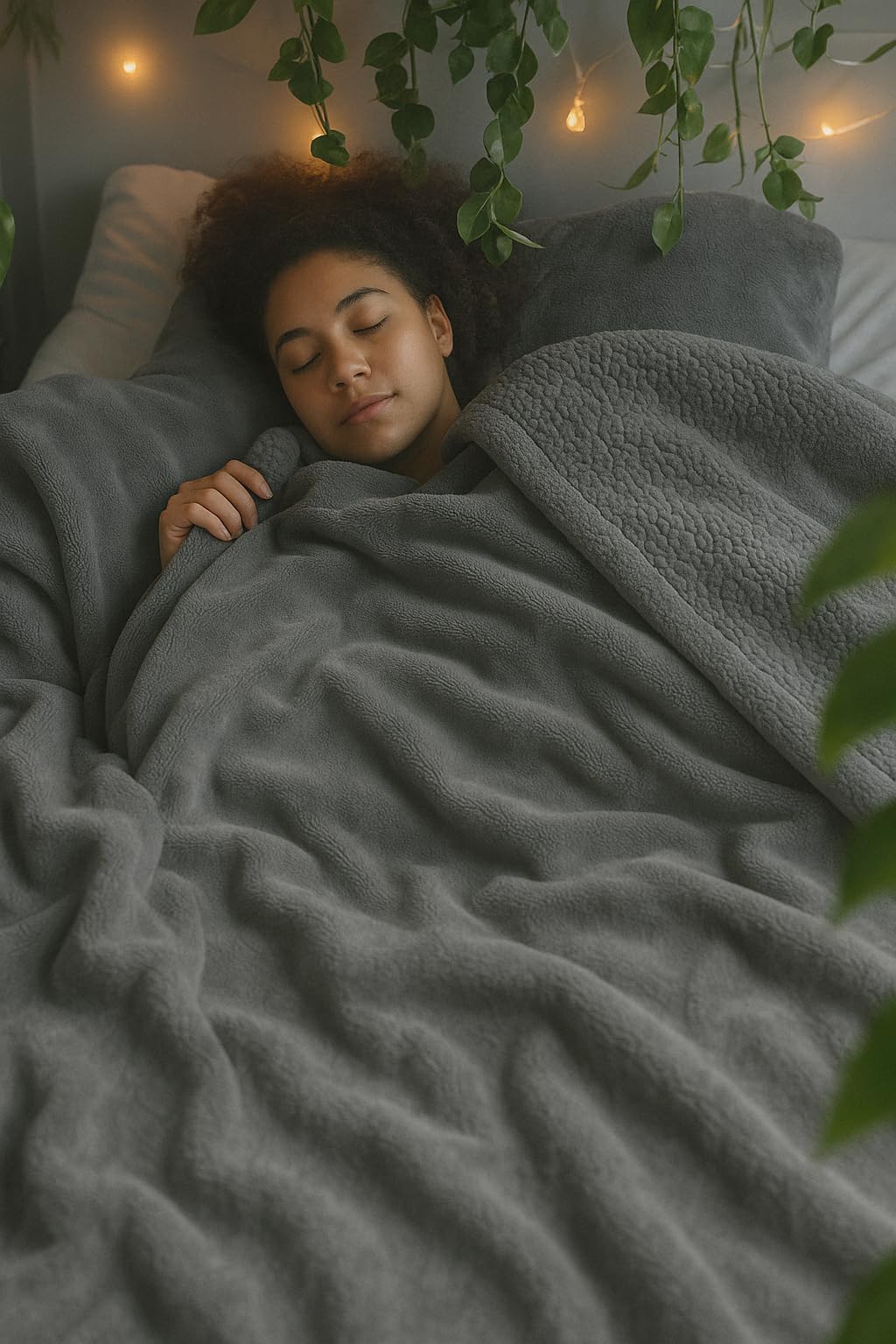 A Brand New - Umi Polyester Micromink Summer Ac/Mild Winter/Heavy Winter Sherpa Blanket Super Soft Flannel Solid/Plain, Grey & Grey, Size 220 X 228 Cms (Double), 200 TC Kafalo