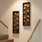 DSH Leaf Wall Art Panels Modern Rustic Home Décor Wall Hanging Sculpture for Living Room, Bedroom & Office (45X15 CM) Decoration Item (Ginkgo Leaf, 2 Frames)